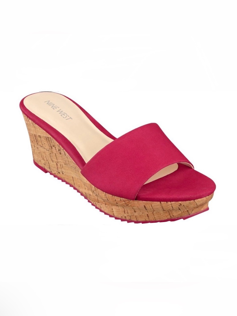 EUC-Nine West 'Confetty' Suede Cork Platform Slide